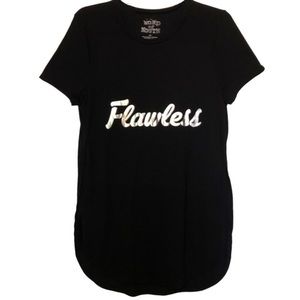 Word Of Mouth Black Sleeve Tee Flawless Graphic Long Side Slit Size Medium